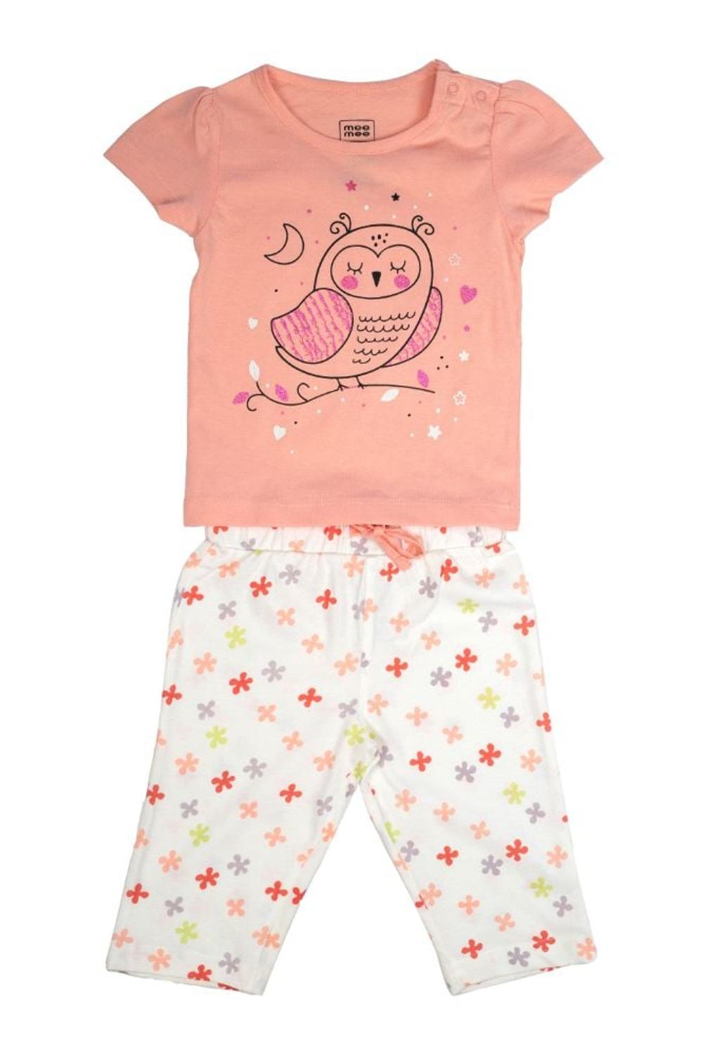 Mee Mee Kids Short Sleeve Owl With Floral Printed Night Suit